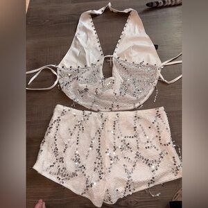 ROMWE White Lace Tank Top and Shorts 2 pc set